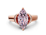 Rose gold Fancy Pink Marquise  Solitaire Diamond Ring with Pave Band and Six-Prong Setting_32