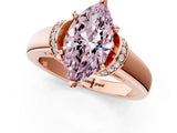 Rose gold Fancy Pink Marquise  Solitaire Diamond Ring with Pave Band and Six-Prong Setting_33