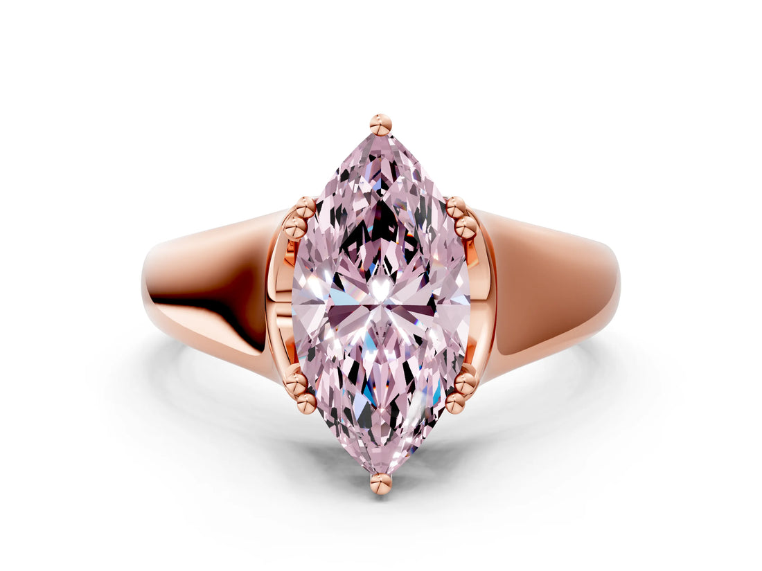 Rose gold Fancy Pink Marquise  Solitaire Diamond Ring with Six-Prong Cathedral Setting_32