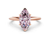 Rose gold Fancy Pink Marquise  Solitaire Diamond Ring with Six-Prong Setting on a Classic Band