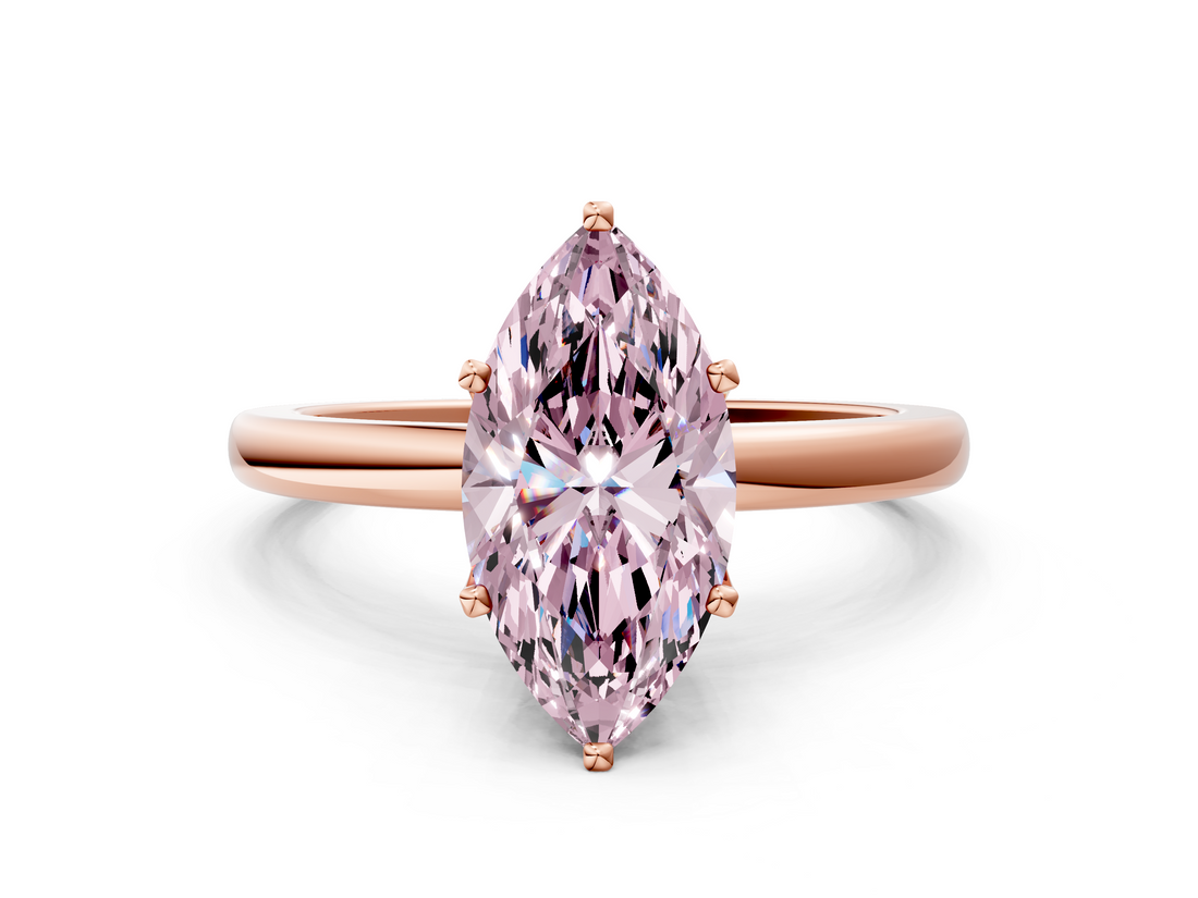 Rose gold Fancy Pink Marquise  Solitaire Diamond Ring with Six-Prong Setting on a Classic Band_3