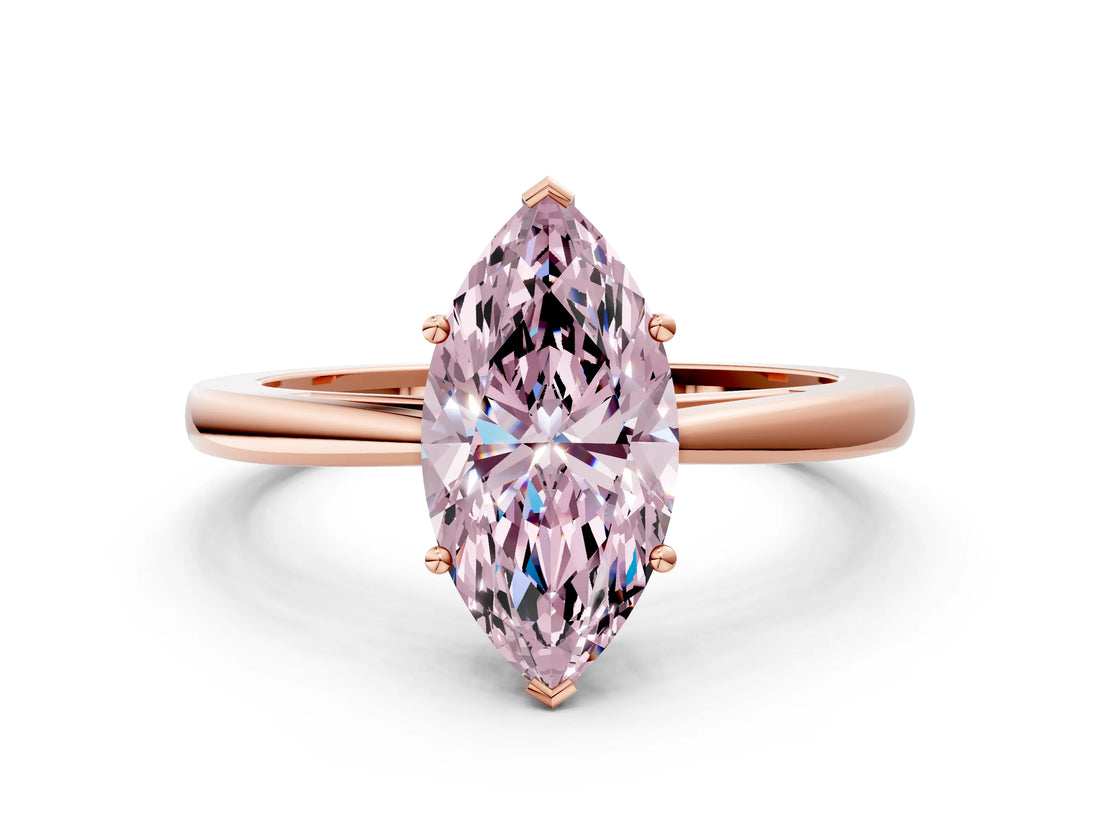 Rose gold Fancy Pink Marquise  Solitaire Diamond Ring with Split Shank and Four-Prong Setting_12