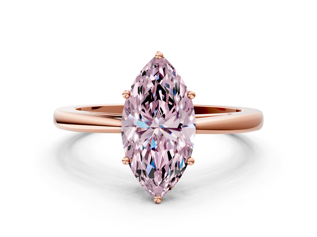 Rose gold Fancy Pink Marquise  Solitaire Diamond Ring with Split Shank and Four-Prong Setting_20