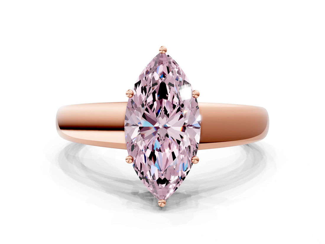 Rose gold Fancy Pink Marquise  Solitaire Diamond Ring with Tapered Band and Four-Prong Setting_49