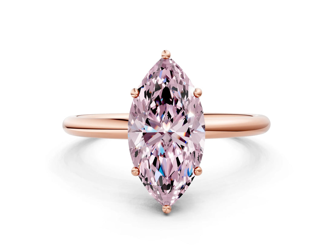 Rose gold Fancy Pink Marquise  Solitaire Diamond Ring with a Classic Band and Four-Prong Setting 1