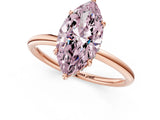 Rose gold Fancy Pink Marquise  Solitaire Diamond Ring with a Classic Band and Four-Prong Setting 2