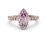 Rose gold Fancy Pink Marquise  Solitaire Diamond with Pavé Band and Four-Prong Setting_45