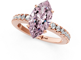 Rose gold Fancy Pink Marquise  Solitaire Diamond with Pavé Band and Four-Prong Setting_46