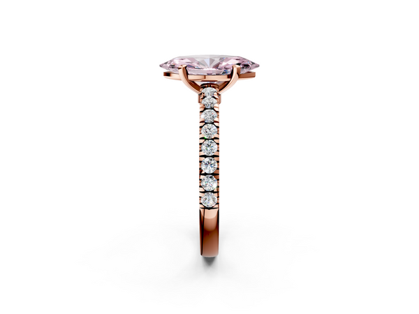Rose Gold Marquise Pave Solitaire Engagement Ring Setting for Fancy Pink Center
