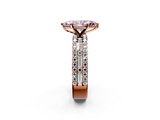 Rose gold Fancy Pink Marquise  Solitaire Diamond with Pave and Channel Set Band_79