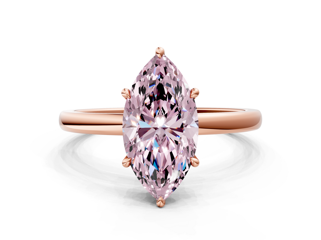 Rose gold Fancy Pink Marquise  Solitaire Engagement Ring with Cathedral Band and Four-Prong Setting_55