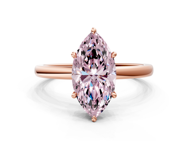 Rose gold Fancy Pink Marquise  Solitaire Engagement Ring with Cathedral Band and Four-Prong Setting