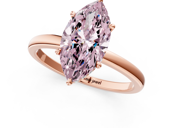 Rose gold Fancy Pink Marquise  Solitaire Engagement Ring with Cathedral Band and Four-Prong Setting