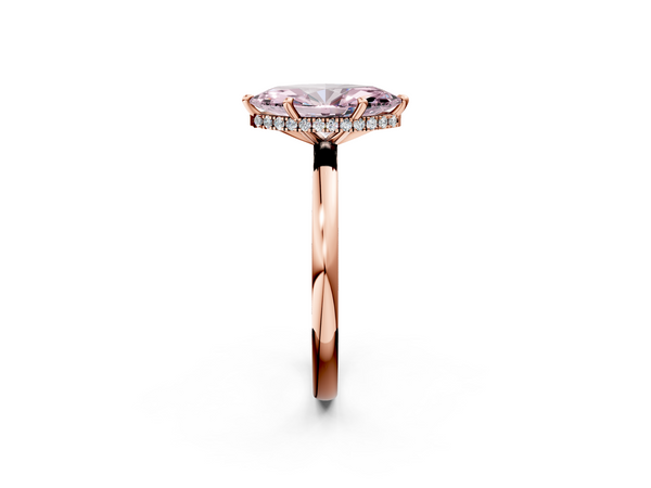 Rose gold Fancy Pink Marquise  Solitaire Engagement Ring with Cathedral Band and Four-Prong Setting