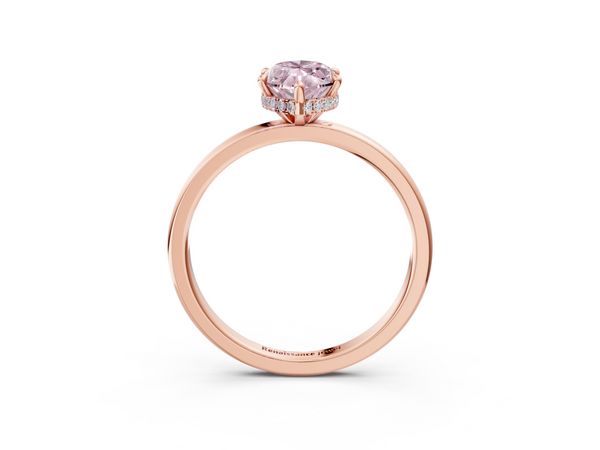 Rose gold Fancy Pink Marquise  Solitaire Engagement Ring with Cathedral Band and Four-Prong Setting