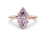 Rose gold Fancy Pink Marquise  Solitaire Engagement Ring with Four-Prong Setting and Classic Band