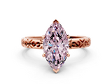 Rose gold Fancy Pink Marquise  Solitaire Engagement Ring with Scrollwork Band and Four-Prong Setting_116