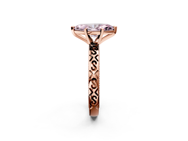 Rose gold Fancy Pink Marquise  Solitaire Engagement Ring with Scrollwork Band and Four-Prong Setting