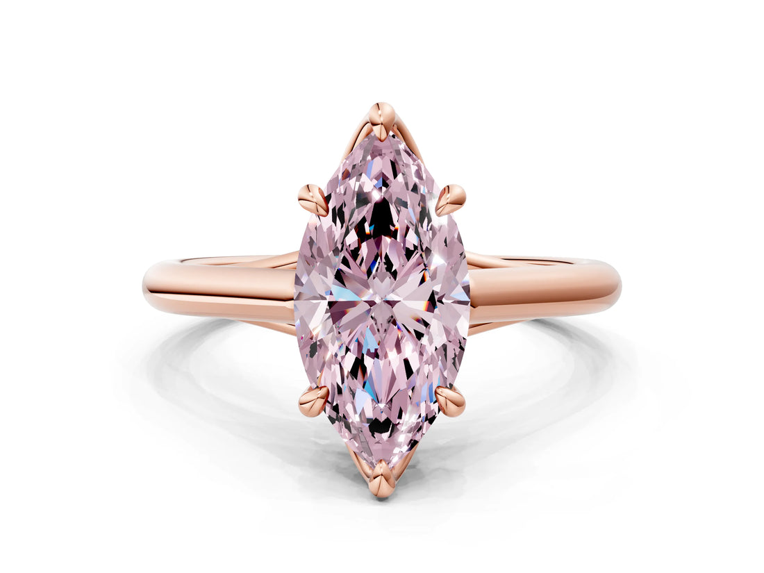 Rose gold Fancy Pink Marquise  Solitaire Engagement Ring with Six-Prong Setting and Classic Band 1
