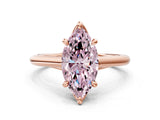 Rose gold Fancy Pink Marquise  Solitaire Engagement Ring with Six-Prong Setting and Classic Band 1