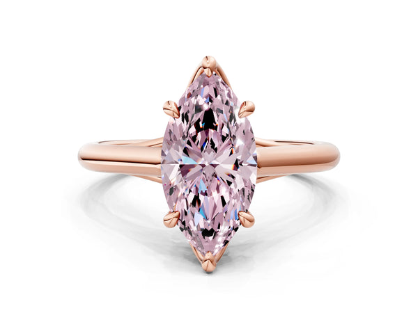 Rose gold Fancy Pink Marquise  Solitaire Engagement Ring with Six-Prong Setting and Classic Band