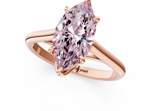 Rose gold Fancy Pink Marquise  Solitaire Engagement Ring with Six-Prong Setting and Classic Band