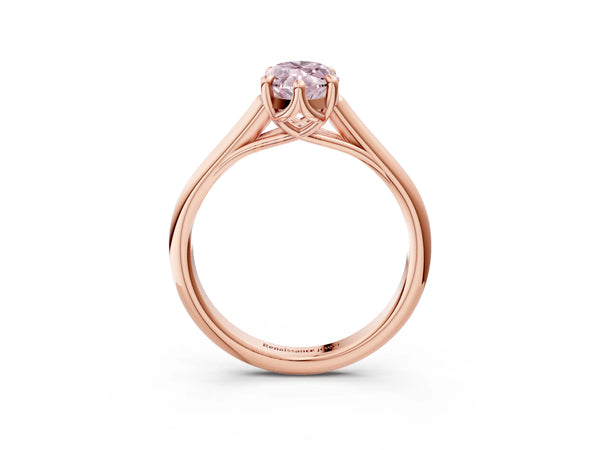 Rose gold Fancy Pink Marquise  Solitaire Engagement Ring with Six-Prong Setting and Classic Band