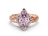 Rose gold Fancy Pink Marquise  Solitaire Filigree Engagement Ring with Halo and Prong Setting_68