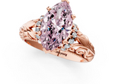 Rose gold Fancy Pink Marquise  Solitaire Filigree Engagement Ring with Halo and Prong Setting_69