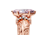 Rose gold Fancy Pink Marquise  Solitaire Filigree Engagement Ring with Halo and Prong Setting_73