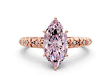 Rose gold Fancy Pink Marquise  Solitaire Floral Milgrain Engagement Ring_48
