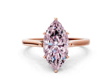 Rose gold Fancy Pink Marquise  Solitaire Heart Prong Engagement Ring with Tapered Band_56