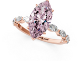 Rose gold Fancy Pink Marquise  Solitaire Marquise Side Stone Prong Setting Ring_45