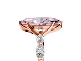 Rose gold Fancy Pink Marquise  Solitaire Marquise Side Stone Prong Setting Ring_49