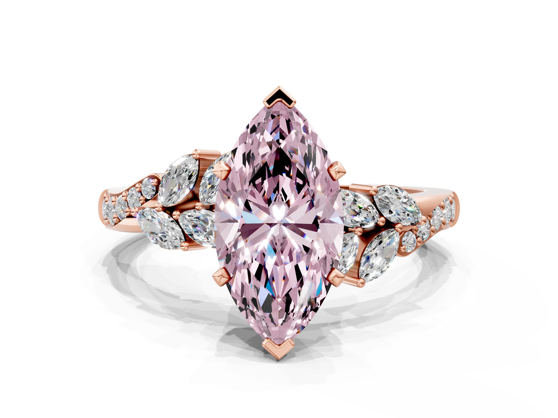 Rose gold Fancy Pink Marquise  Solitaire Marquise Twist Band with Six-Prong Setting_81
