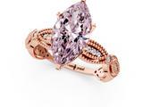 Rose gold Fancy Pink Marquise  Solitaire Milgrain Diamond Engagement Ring with Bezel and Marquise Band_130