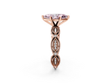 Rose gold Fancy Pink Marquise  Solitaire Milgrain Diamond Engagement Ring with Bezel and Marquise Band_131