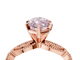 Rose gold Fancy Pink Marquise  Solitaire Milgrain Diamond Engagement Ring with Bezel and Marquise Band_133