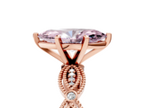 Rose gold Fancy Pink Marquise  Solitaire Milgrain Diamond Engagement Ring with Bezel and Marquise Band_134