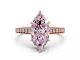 Rose gold Fancy Pink Marquise  Solitaire Pavé Band Prong Setting Ring_20