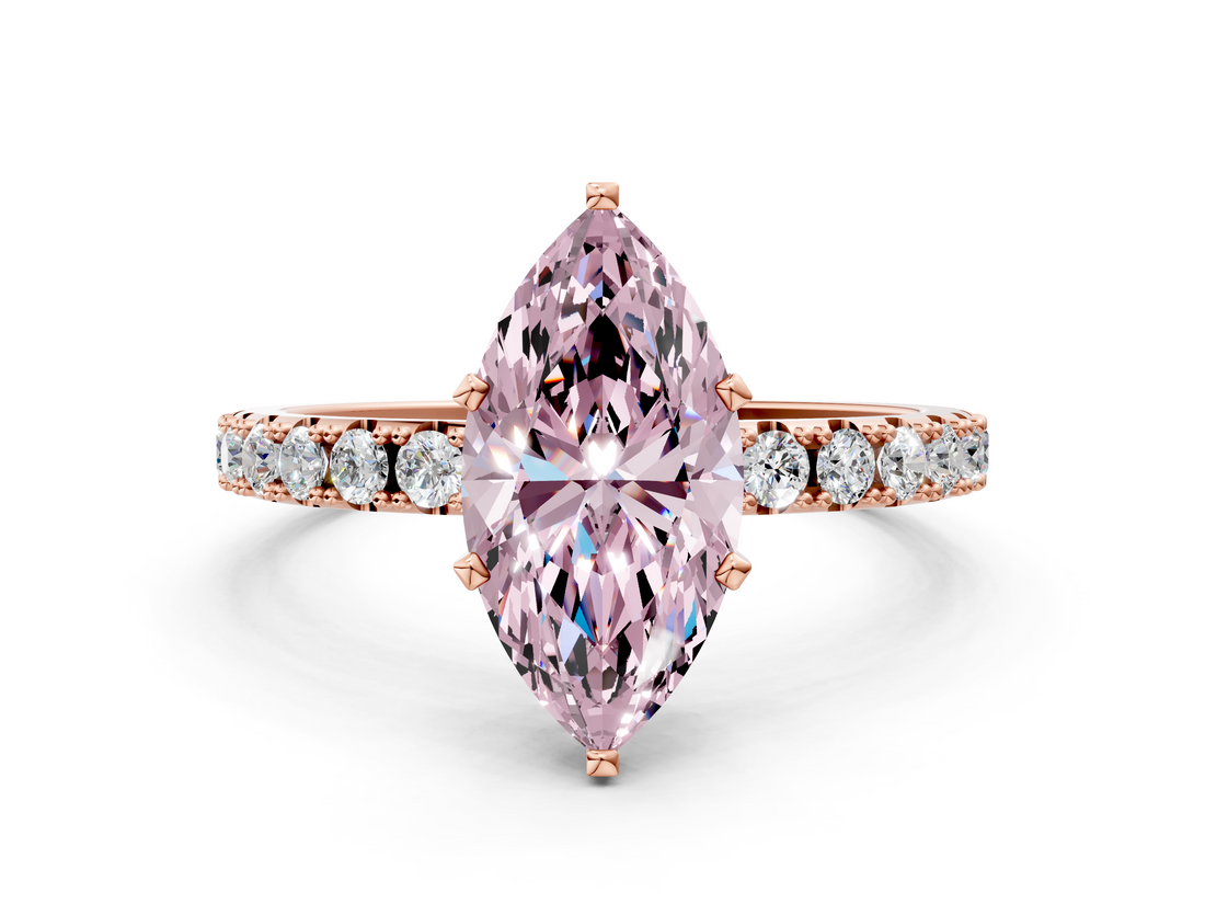 Rose gold Fancy Pink Marquise  Solitaire Pavé Band with Four-Prong Setting_144
