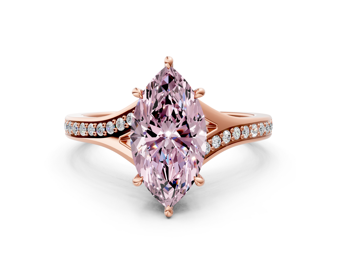 Rose gold Fancy Pink Marquise  Solitaire Pavé Band with Four-Prong Setting_27