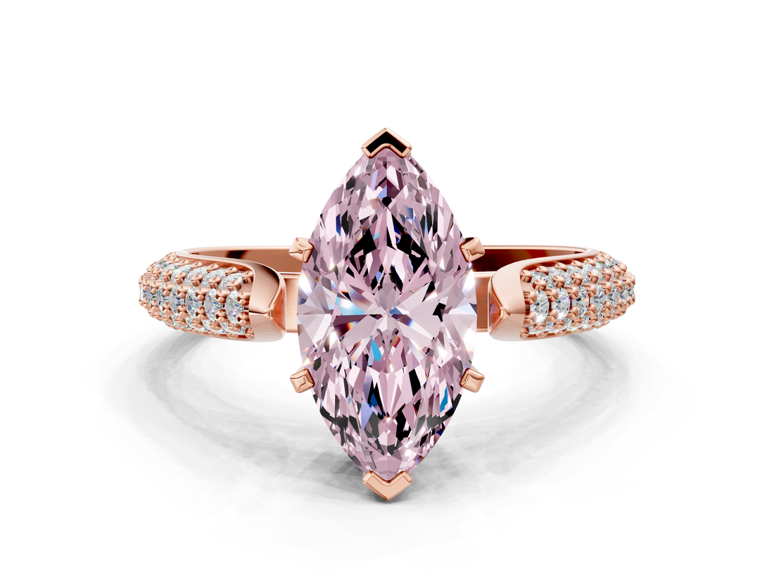 Rose gold Fancy Pink Marquise  Solitaire Pavé Diamond Engagement Ring with Four-Prong Setting_139