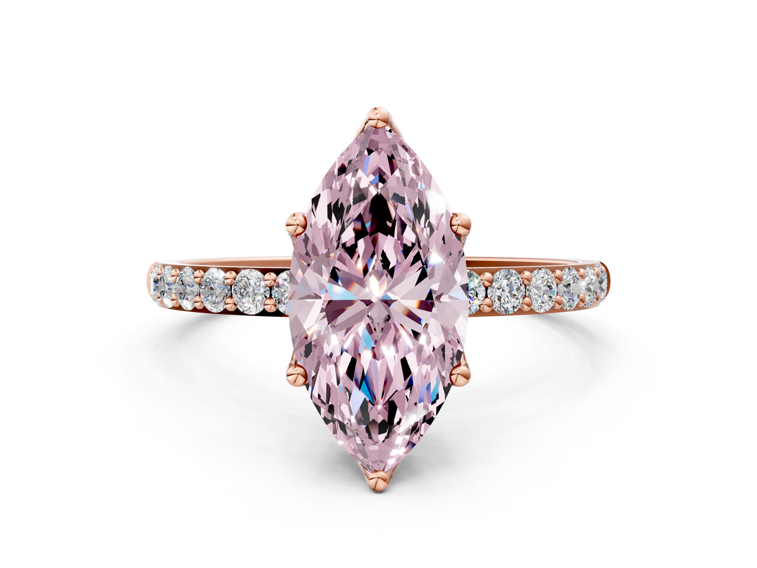 Rose gold Fancy Pink Marquise  Solitaire Pavé Diamond Engagement Ring with Four-Prong Setting_42