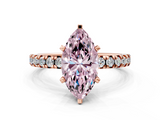 Rose gold Fancy Pink Marquise  Solitaire Pave Diamond Engagement Ring with Four-Prong Setting_359