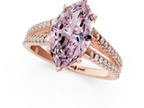 Rose gold Fancy Pink Marquise  Solitaire Split Shank Pavé Diamond Engagement Ring_362