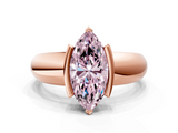 Rose gold Fancy Pink Marquise  Solitaire Tension Set Diamond Ring with Wide Band_20