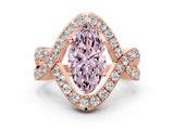 Rose gold Fancy Pink Marquise  Solitaire Twist Band Pavé Diamond Engagement Ring_32