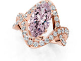 Rose gold Fancy Pink Marquise  Solitaire Twist Band Pavé Diamond Engagement Ring_33