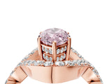 Rose gold Fancy Pink Marquise  Solitaire Twist Band Pavé Diamond Engagement Ring_36